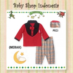 large LU562 Setelan Baju Koko Pollo Style Merah
